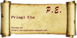Priegl Eta névjegykártya
